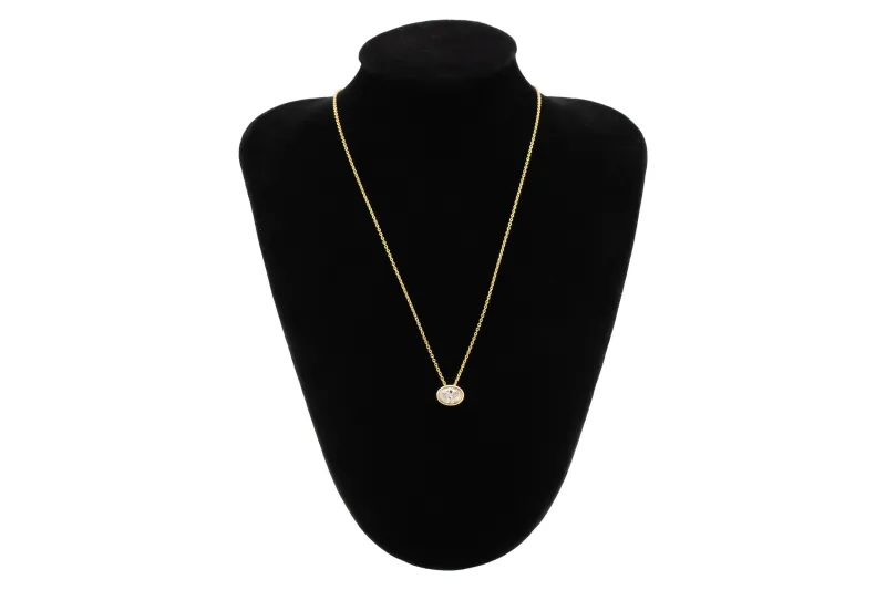 Gold Plated Sterling Silver Lab Grown Oval Cut Diamond Necklace 1.00ct
