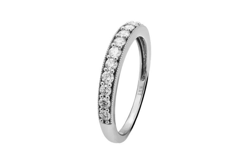 9ct White Gold Diamond Wedding Band 0.35ct 1.9g