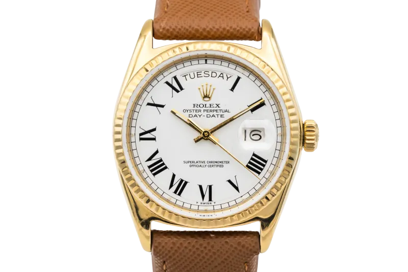 Rolex Day-Date 36mm 18ct Yellow Gold Brown Leather 1803 1974