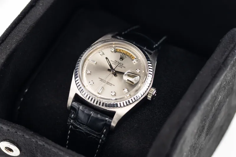 Rolex Day-Date 36mm Black Leather 18ct White Gold 1803 - 1974
