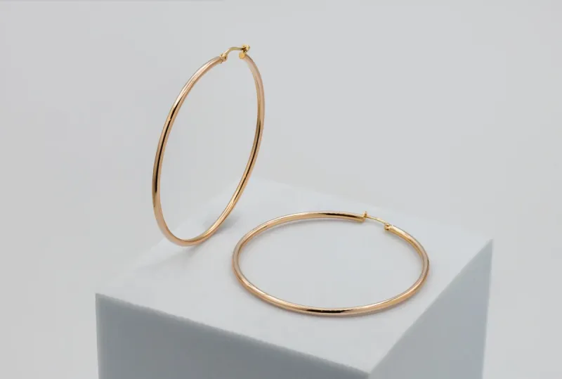 9ct Yellow Gold Large Hoop Earrings 4g