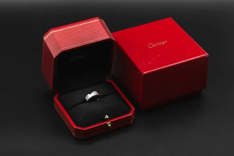 Cartier LOVE Ring  3 Diamonds 18ct White Gold Size 50