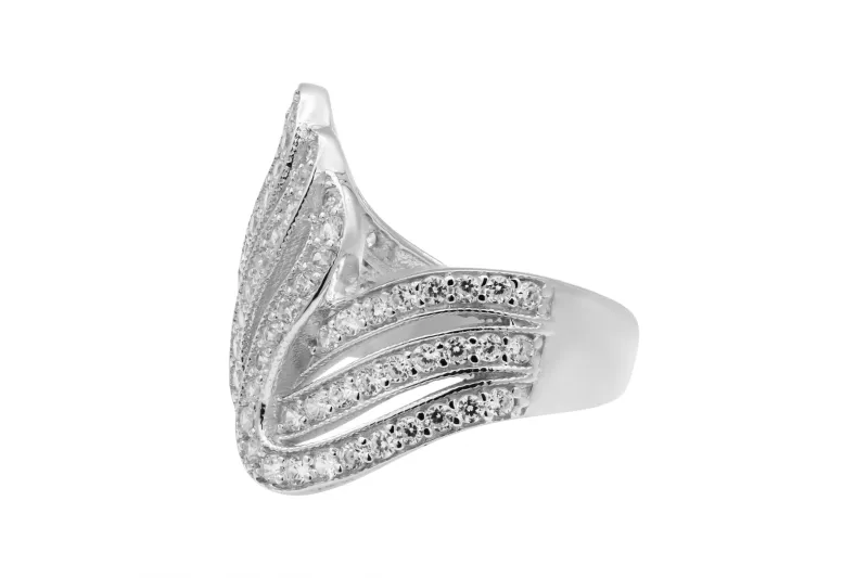 18ct White Gold Multi Row Pave Set Diamond Wave Ring 0.82ct 6.7g