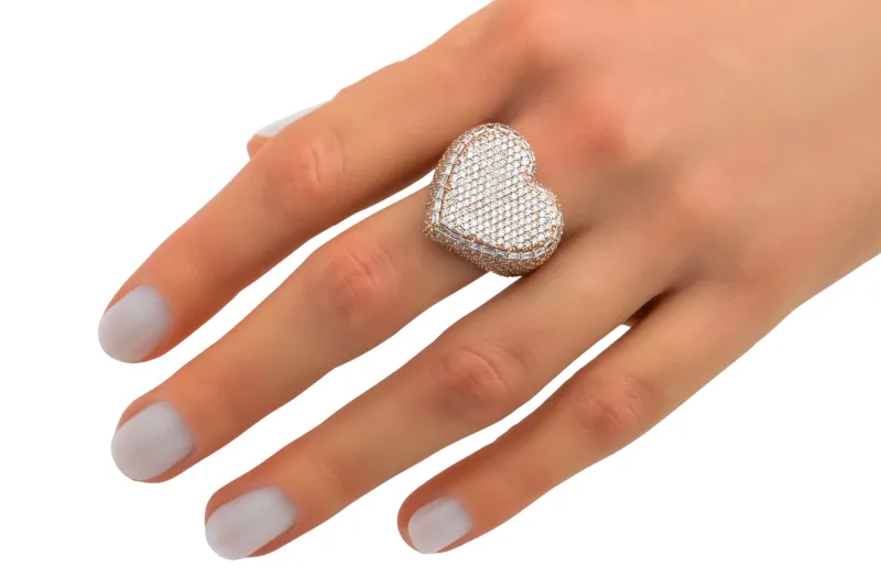 18ct Rose Gold Diamond Heart Ring 4.19ct