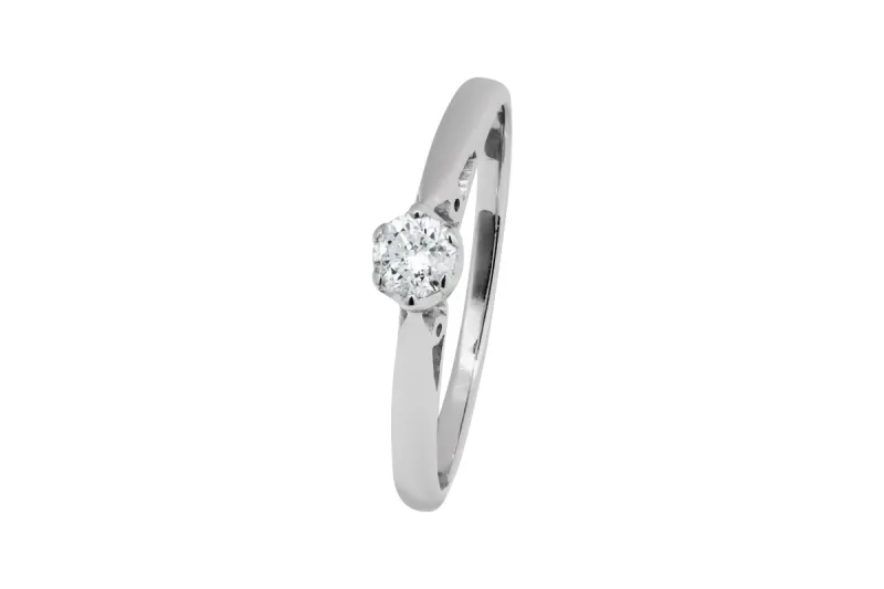 9ct White Gold Diamond Solitaire Engagement Ring 0.22ct
