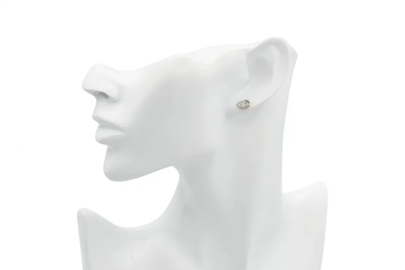 18ct White Gold Diamond Marquise Halo Stud Earrings 0.66ct