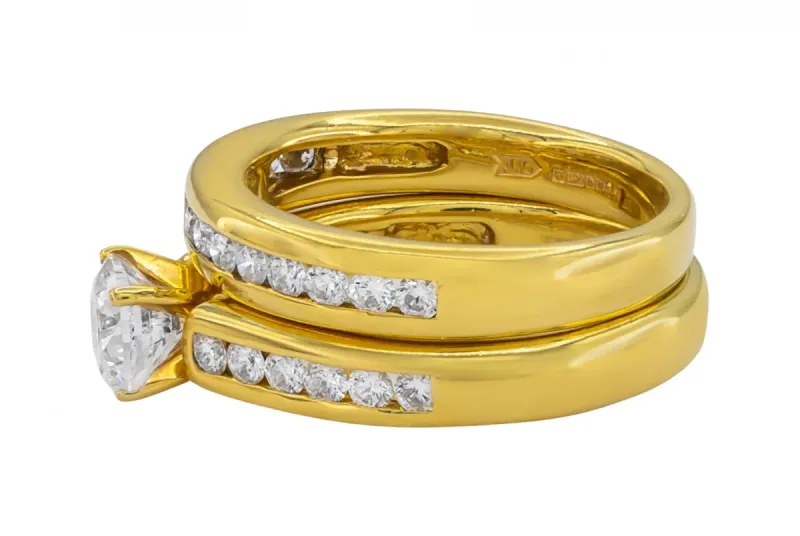 18ct Yellow Gold Engagement Ring  & Band Set 1.60ct GIA Cert