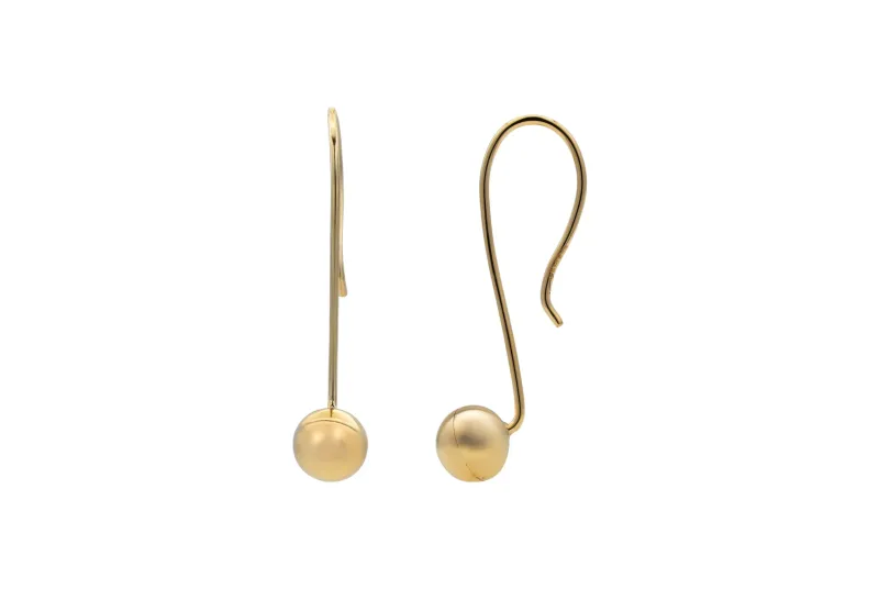 9ct Yellow Gold Elegant Euroball Earrings Lightweight 1.2g