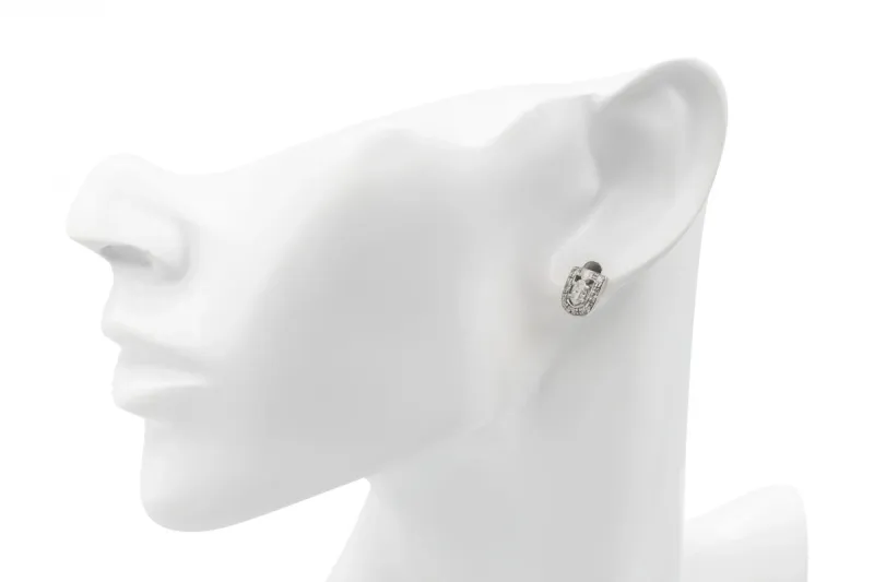 9ct White Gold Oval Shield Diamond Stud Earrings  2.5g