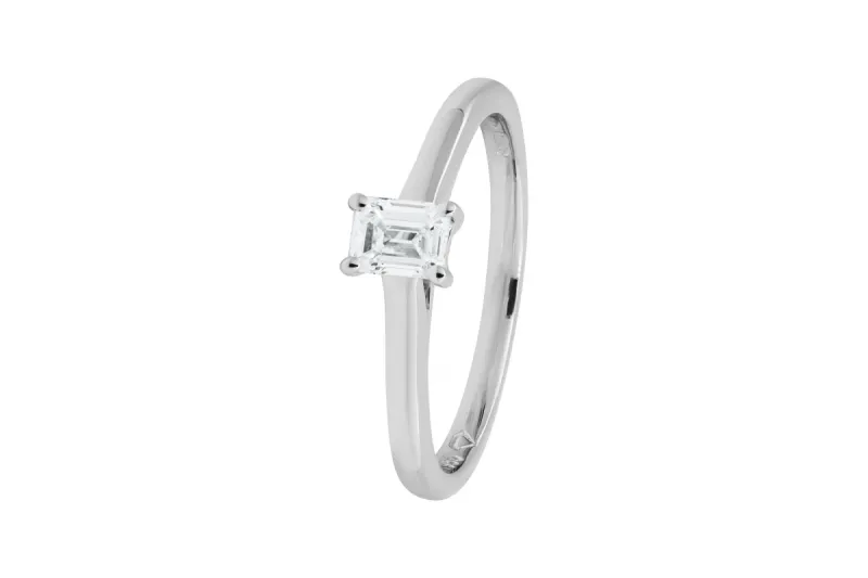 Platinum Emerald Cut Diamond Engagement Ring 0.20ct