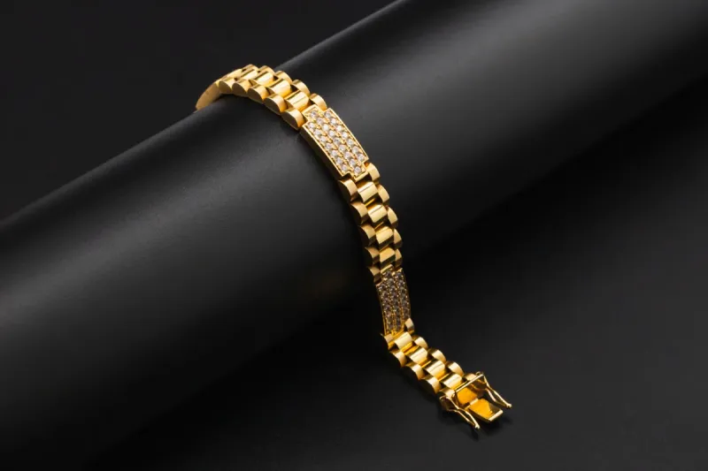 9ct Presidential Cubic Zirconia Childrens Bracelet 22.5g