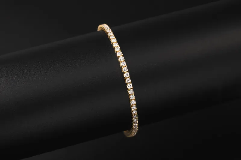 Gold Plated Sterling Silver Lab Grown Brilliant Cut Diamond Tennis Bracelet 3.00ct