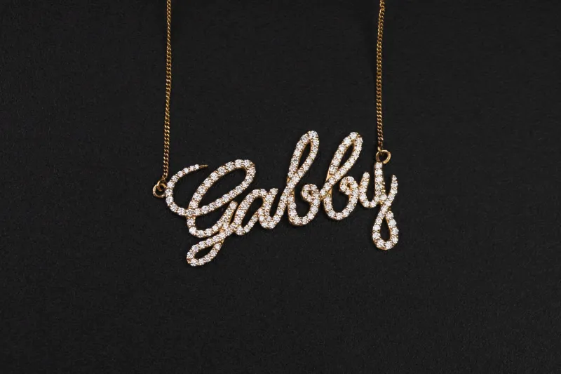 9ct Yellow Gold Diamond Gabby Name Pendant Necklace 4.0g