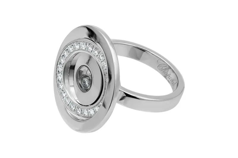 Chopard Happy Spirit White Gold Diamond Pave Ring 0.23ct