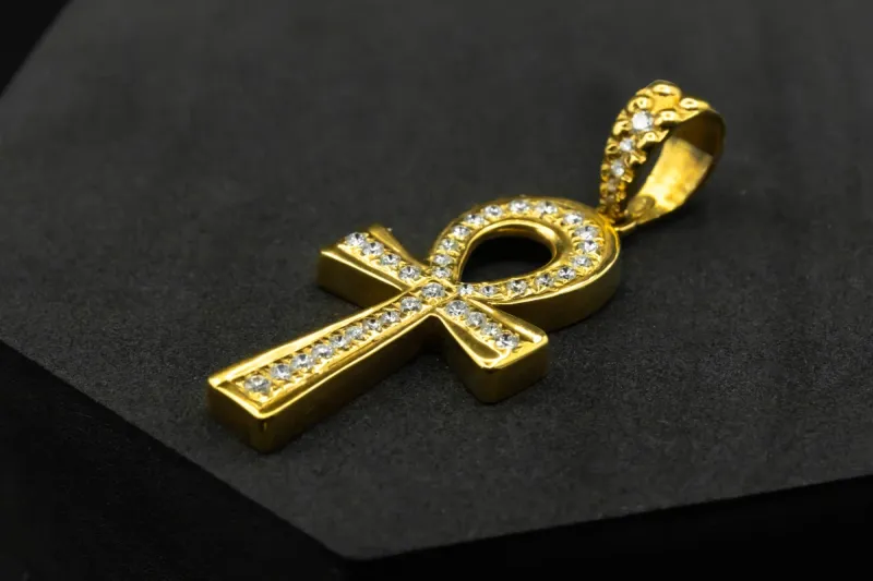 9ct Yellow Gold Diamond Ankh Pendant 1.50cts