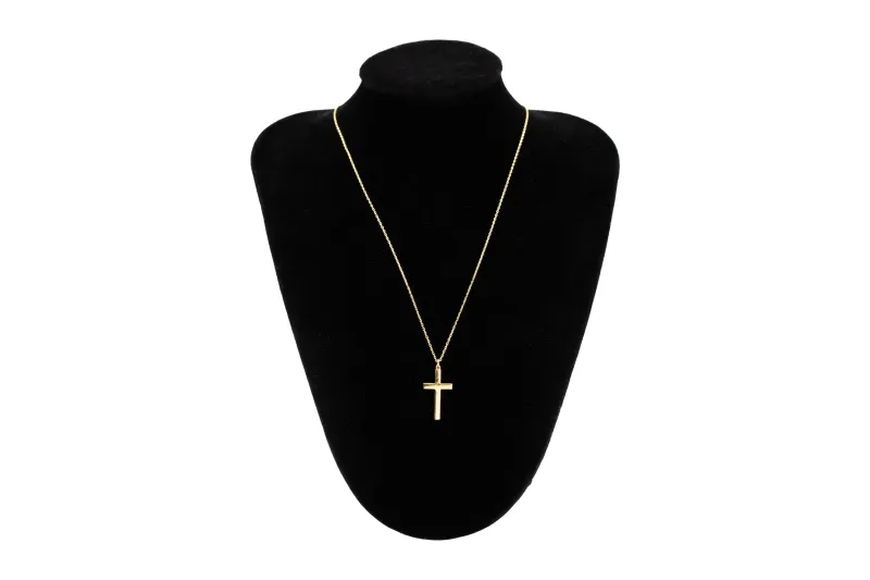 14ct Yellow Gold Cross Necklace 18" 1.75g