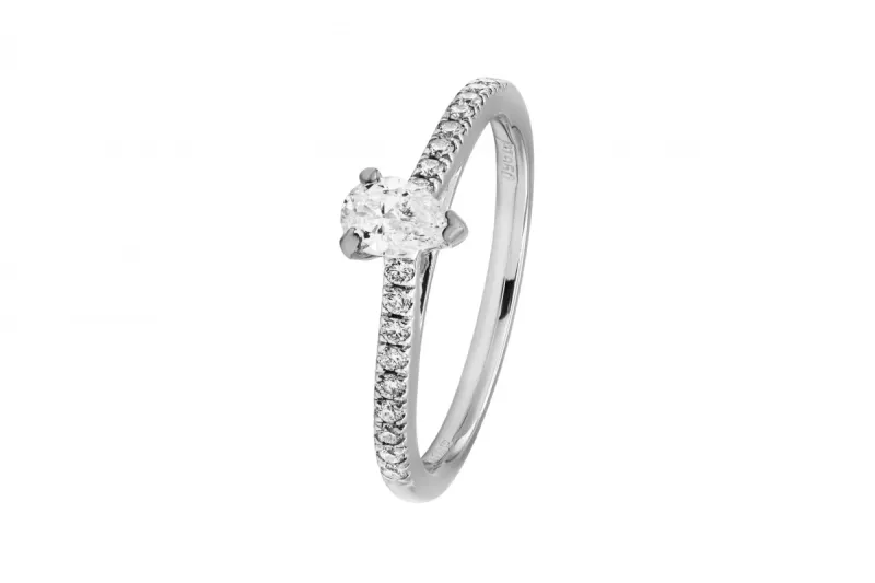 18ct White Gold Pear Shape Diamond Engagement Ring 0.43ct