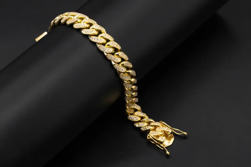 14ct Yellow Gold Diamond Cuban Link Bracelet 7.00ct VS