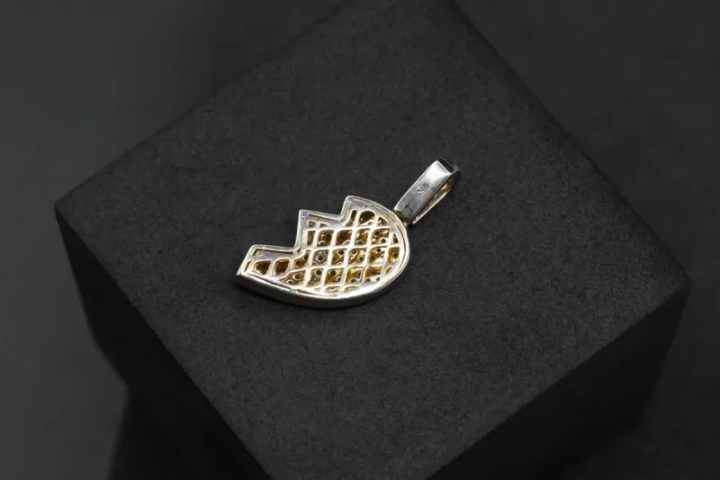 9ct Yellow Gold Half A Heart Diamond Pendant 1.10ct