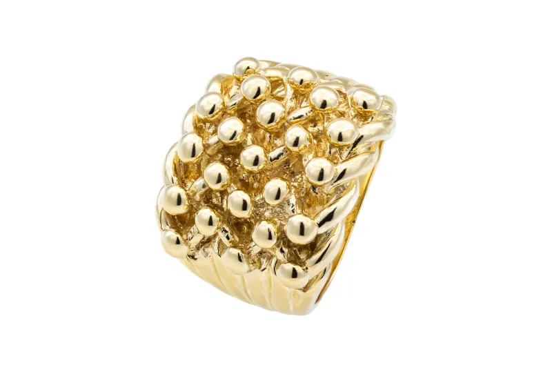 9ct Yellow Gold Solid 5 Row Keeper Ring  28.9g
