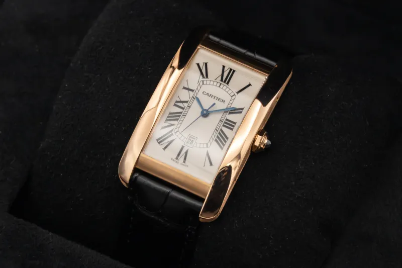 Cartier Tank Americaine 45.1x26.6mm Black Leather W2609156/2505 Circa 2010