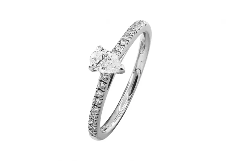 Platinum Diamond Engagement Ring Pear Shape 0.39ct