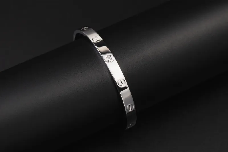 Cartier LOVE 1 Diamond Cuff Bracelet 18ct White Gold Size 18 0.10ct