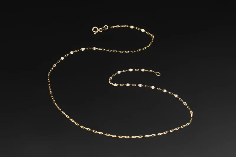 18ct Yellow & White Gold Two Tone Chain Necklace 15" 1.8g