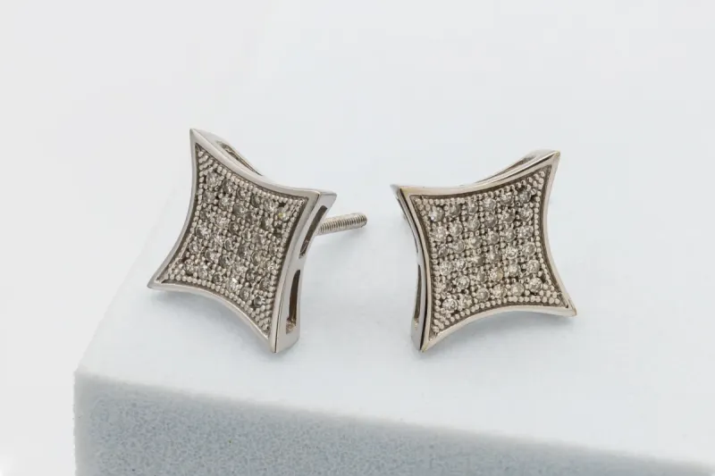 9ct White Gold Square Diamond Stud Earrings 0.40ct