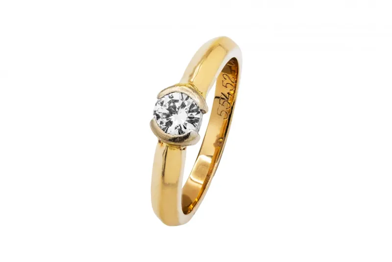 14ct Yellow Gold Round Brilliant Diamond Solitaire Ring 0.60ct