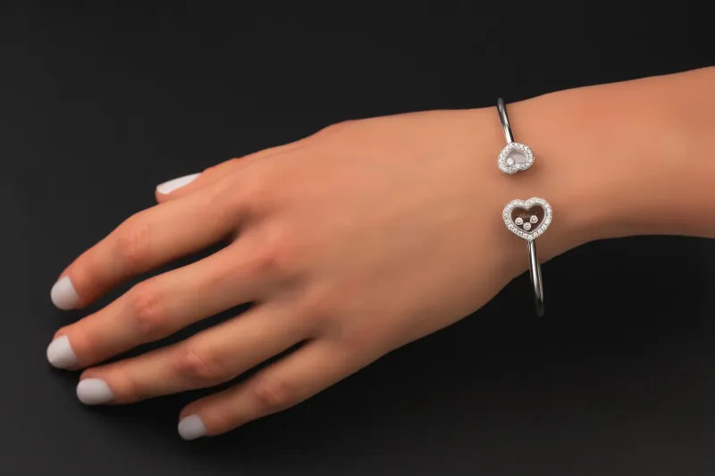 Chopard Happy Hearts 18ct White Gold Diamond Bangle 0.54ct Medium 14.1g