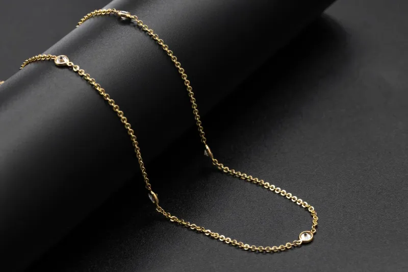9ct Yellow Gold Cubic Zirconia Fine Chain 3.9g