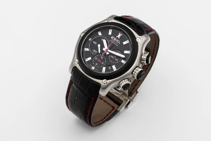 Ebel 1911 BTR Chronograph 45mm Black Leather E9137L73 Circa 2000s