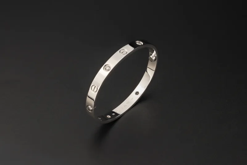 Cartier LOVE Bracelet Classic Model 4 Diamond White Gold Size 16