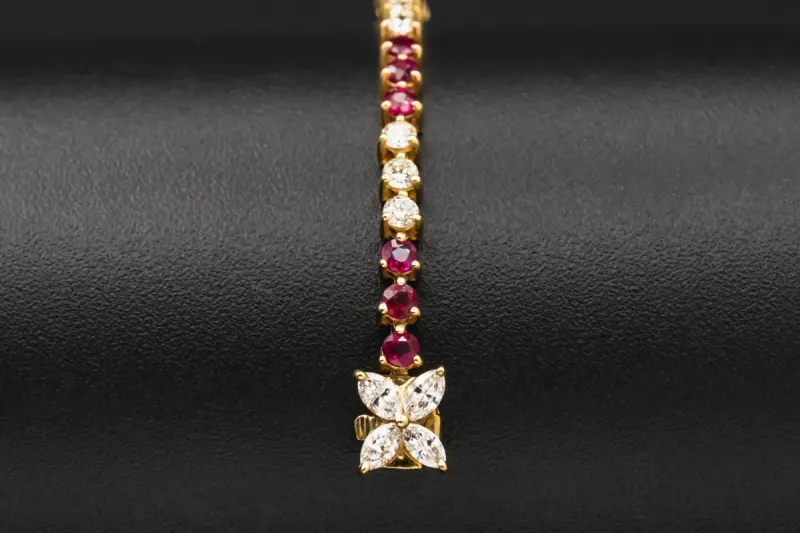 18ct Yellow Gold Diamond & Ruby Bracelet 1.50ct