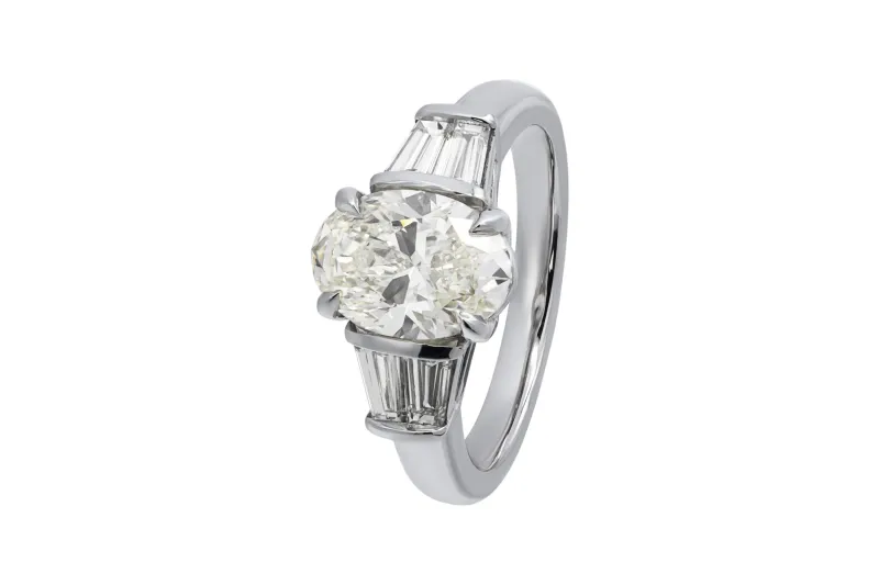 Platinum Oval Diamond Engagement Ring 2.46ct IGI Certified