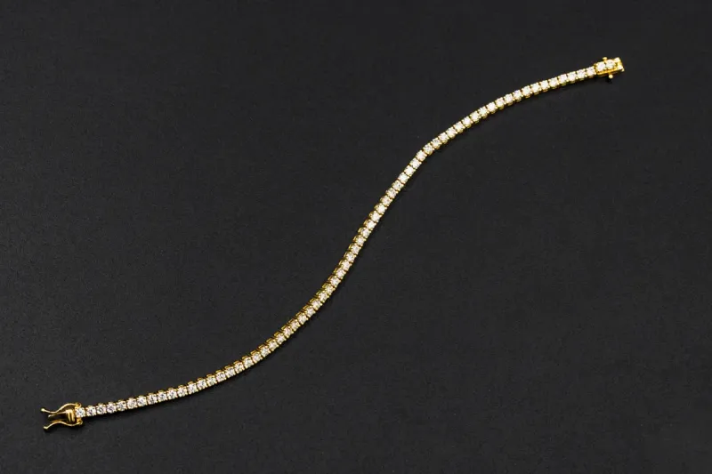 18ct Yellow Gold Round Brilliant Diamond Tennis Bracelet 4.92ct