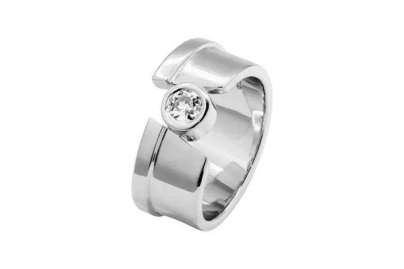 18ct White Gold Bezel Set Diamond Open Band Ring 0.24ct