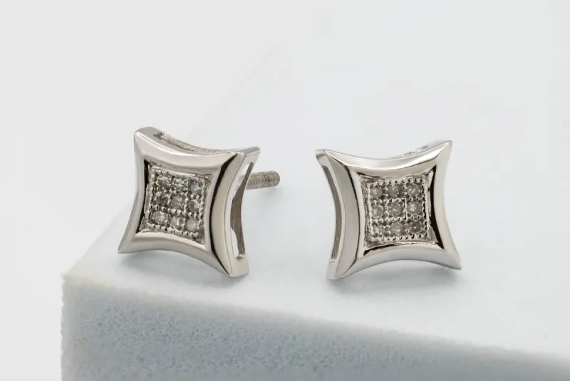 9ct White Gold Diamond Star Stud Earrings 0.20ct
