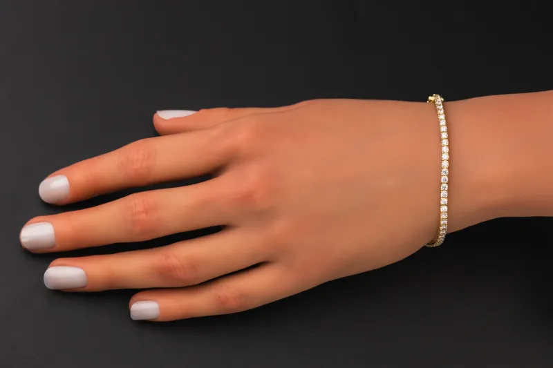 Gold Plated Sterling Silver Lab Grown Brilliant Cut Diamond Tennis Bracelet 3.00ct