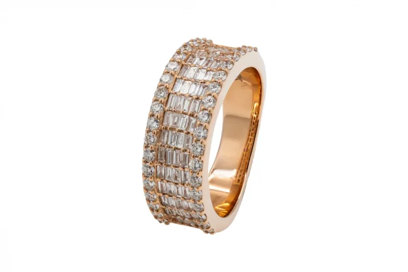 18ct Rose Gold Round Brilliant Diamond Mens Ring 1.35ct