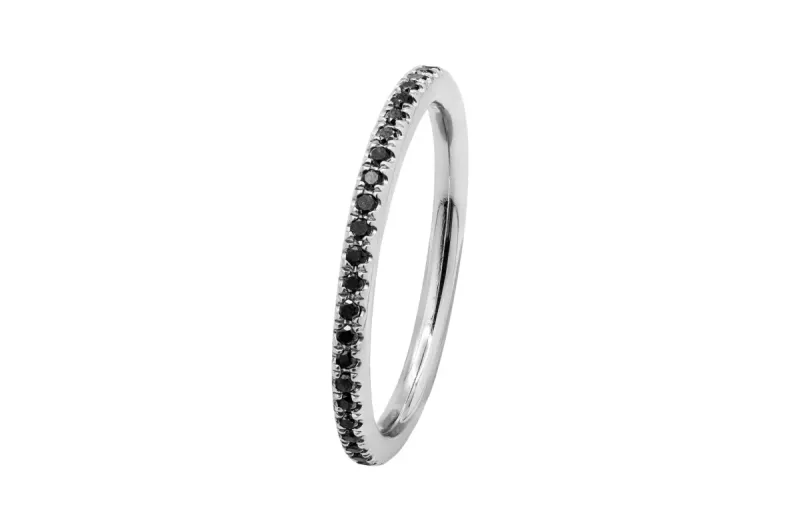 18ct White Gold Micro Pave Black Diamond Full Eternity Ring 0.29ct