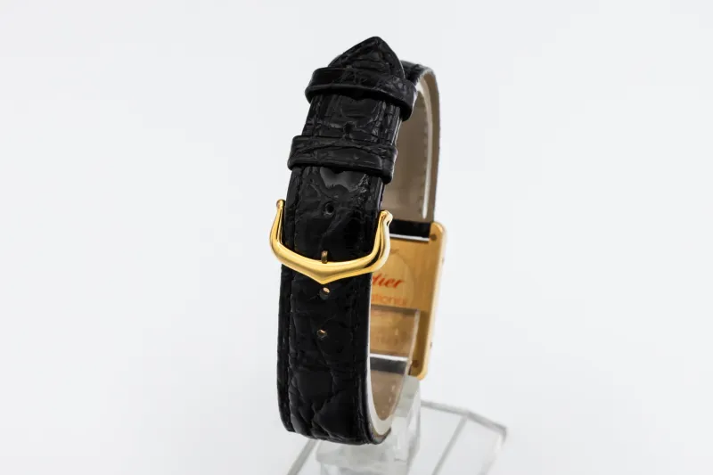 Cartier Tank Francaise Quartz 25mm Black Leather 83717702 Circa 1990s