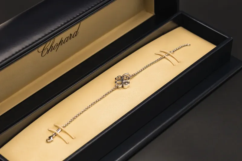 Chopard 18ct White Gold Happy Diamonds Good Luck Charm Bracelet 0.05ct