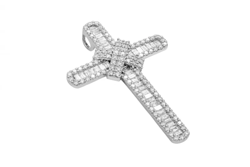 9ct White Gold Large Diamond Cross Pendant 4.74ct