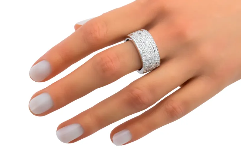 9ct White Gold Natural Baguette & Brilliant Cut Diamond Ring 1.56ct F VS Size O 10.6g