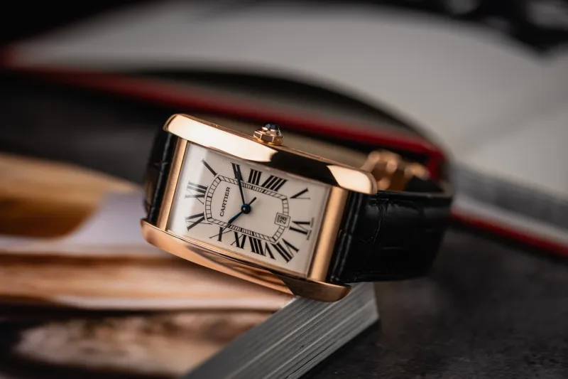 Cartier Tank Americaine 45.1x26.6mm Black Leather W2609156/2505 Circa 2010