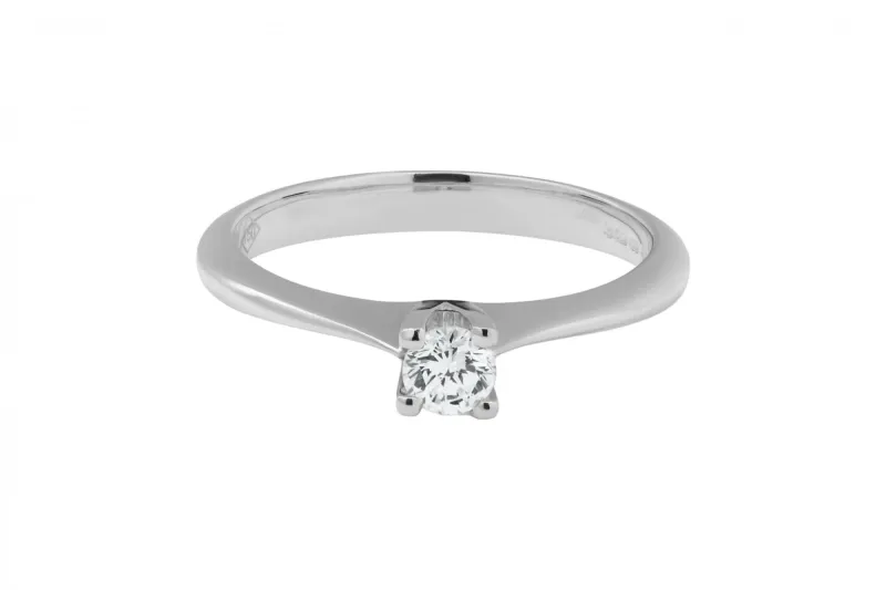 18ct White Gold Petite Solitaire Diamond Ring 0.19ct