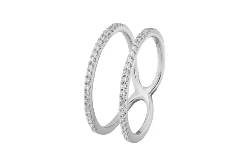 18ct White Gold Double Row Diamond Eternity Ring 0.15ct