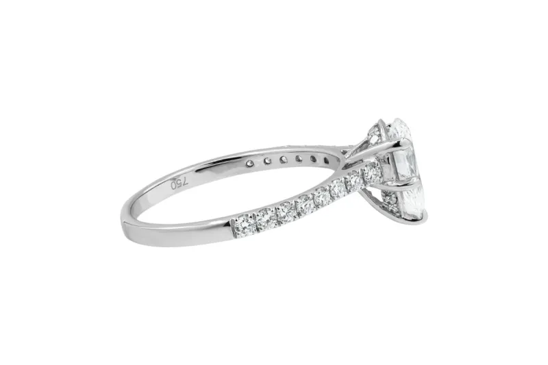 18ct White Gold Pear Hidden Halo Lab Diamond Ring 1.16ct IGI Certified